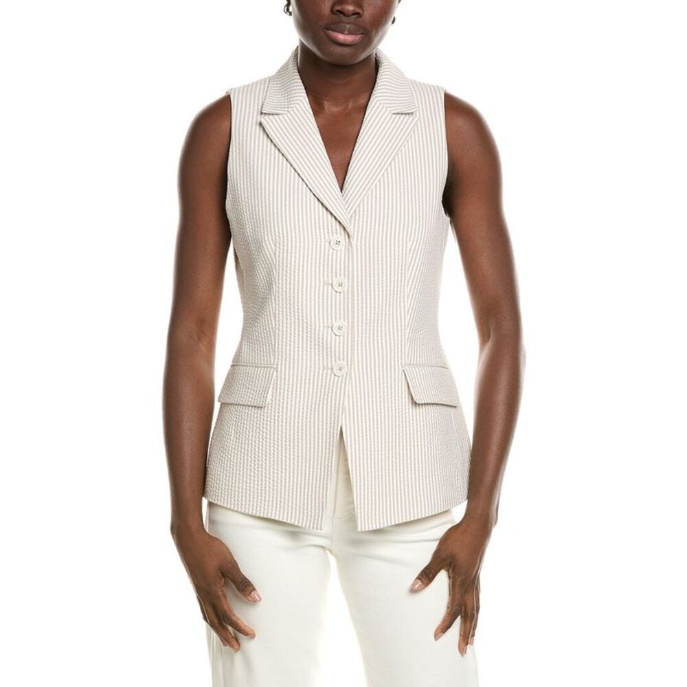 Jones New York Womens  Seersucker Vest, Brown